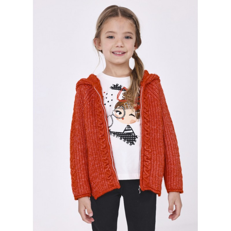 Cardigan tricoté à capuche...