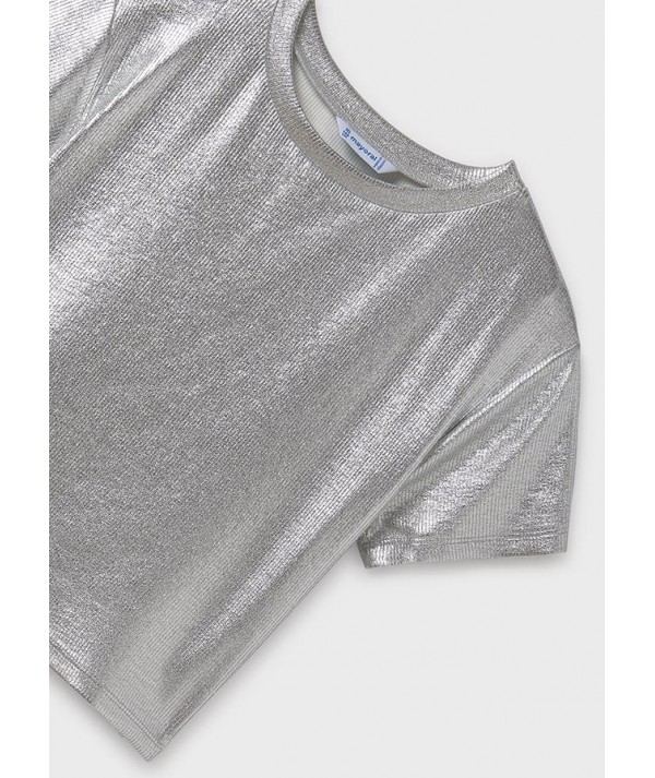 T-shirt m/c côtelé métallisé