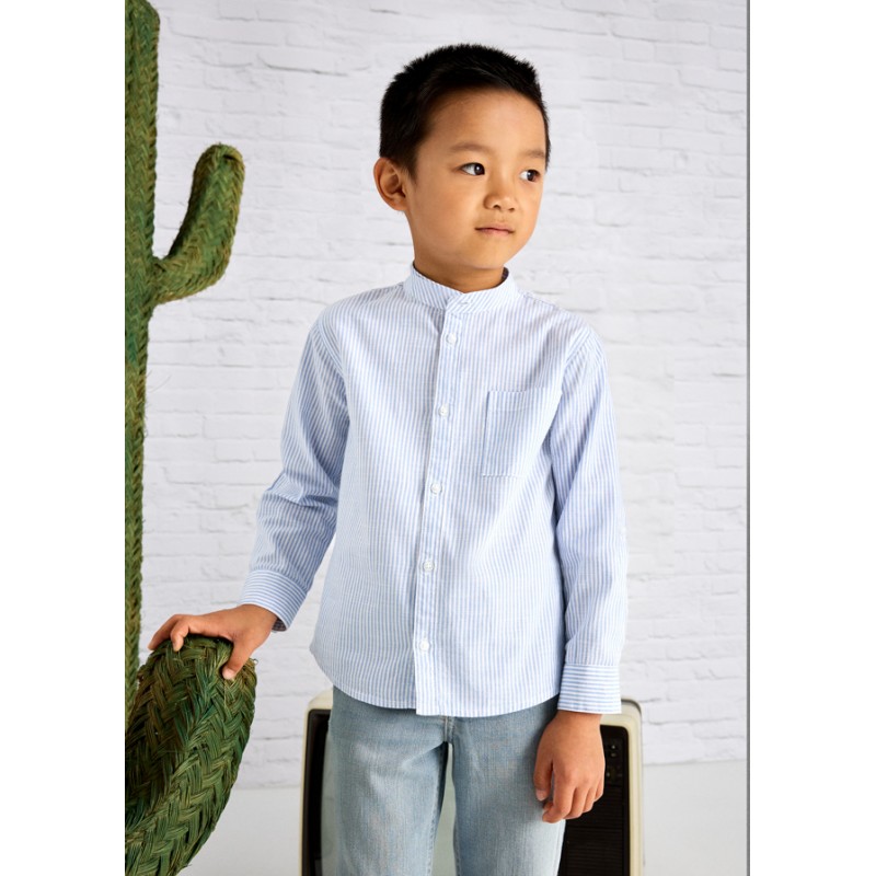 Chemise m/l col mao rayures