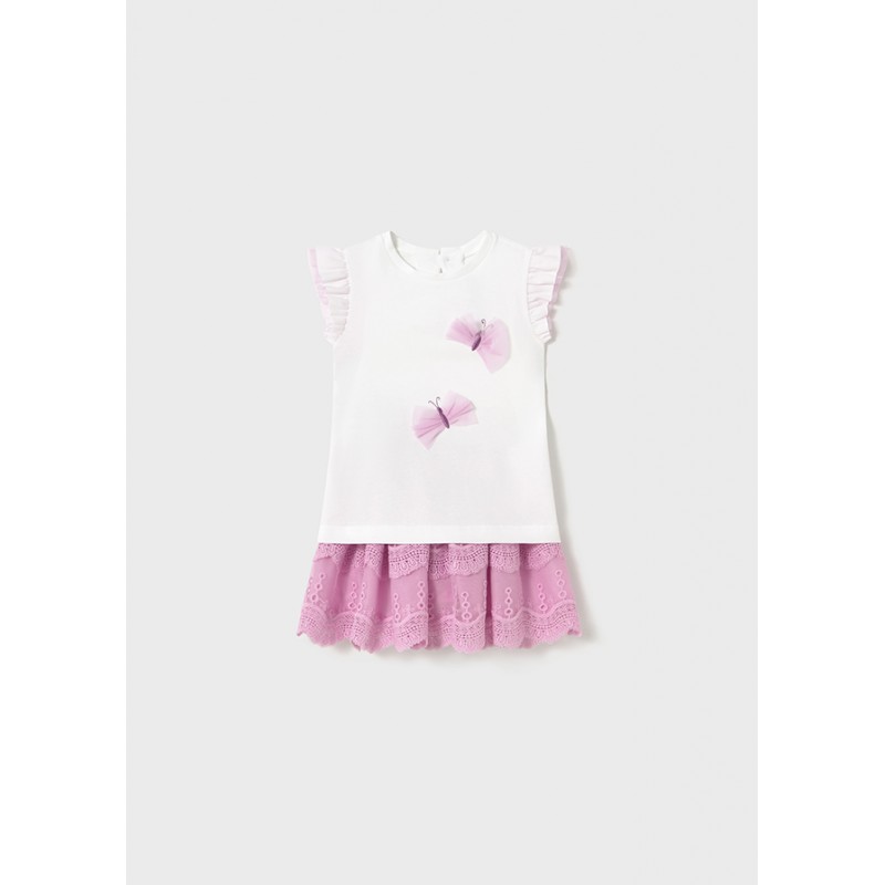 Ens.jupe tulle brodée