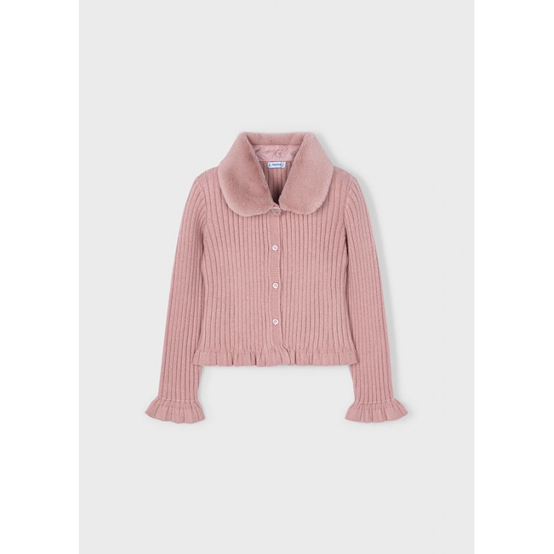 Cardigan tricot col fourrure